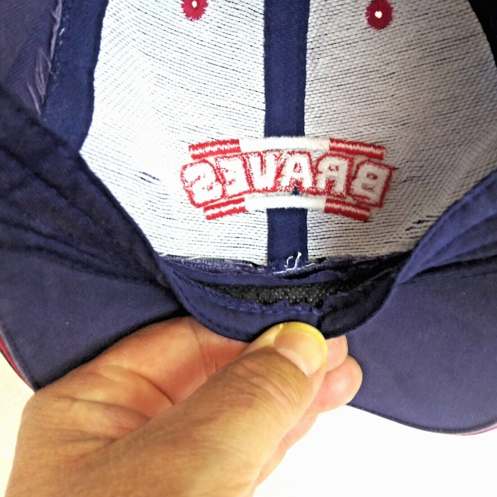 Atlanta Braves Official MLB Men's Cap Hat Logo Spell Out Hook & Loop Adjust OSFA - Picture 8 of 9
